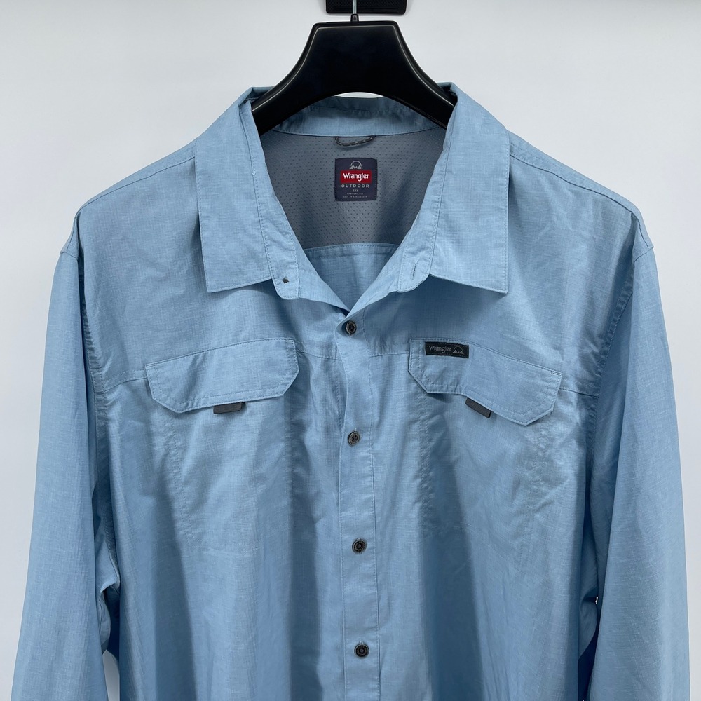 Wrangler Outdoor Shirt Men's Size 3XL Blue Regular Fit Vented Performance